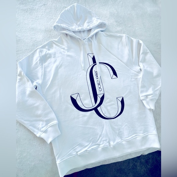 Jimmy Choo White Logo Sweatshirt Hoodie Size S - Picture 1 of 4